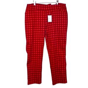 Croft & Barrow Womens Red Plaid Straight-Leg Mid Rise Stretch Pants 18 Short NWT